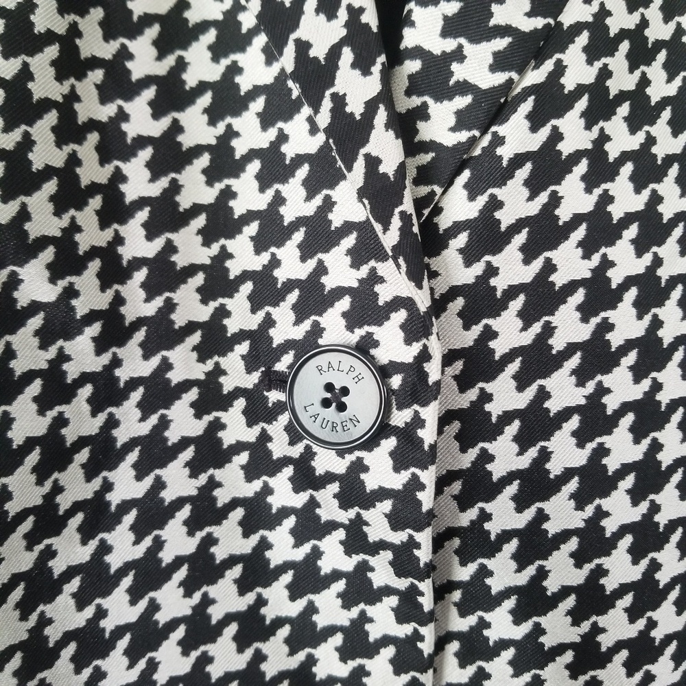 Ralph Lauren Silk Black & White Houndstooth Jacket - Picture 3 of 9